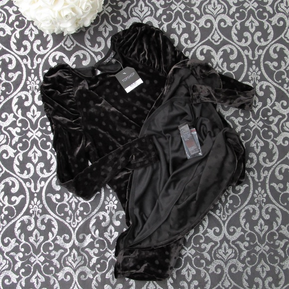 NWT Topshop Velvet Burnout Puff Sleeve Midi Dress - Picture 7 of 8